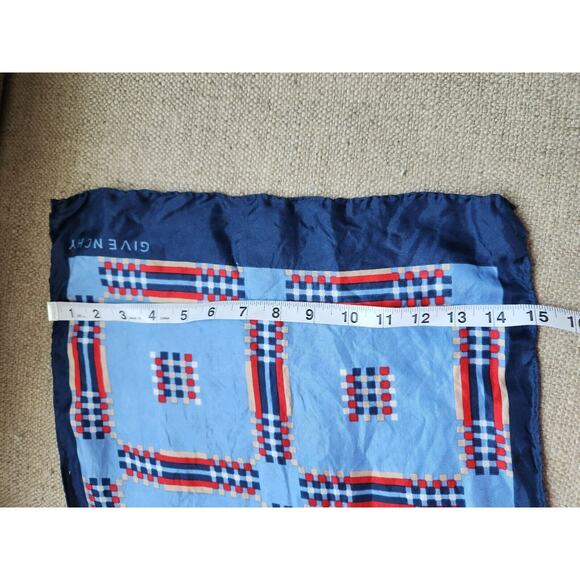 Vtg 60s Givenchy 100% Silk Scarf Robinson 45” x 15” Blue Turquoise White Red - Picture 5 of 10